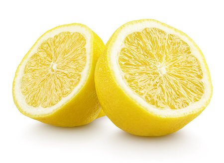 simsearch:400-08900179,k - Two halves of lemon citrus fruit isolated on white background with clipping path Photographie de stock - Aubaine LD & Abonnement, Code: 400-08796301