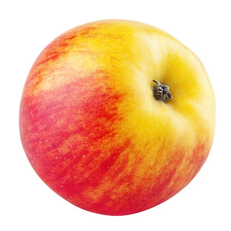 simsearch:400-08900179,k - Single fresh red yellow apple isolated on white background with clipping path Photographie de stock - Aubaine LD & Abonnement, Code: 400-08796338