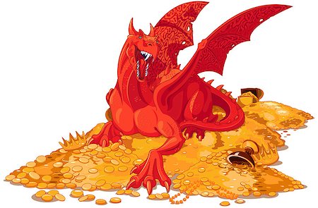 simsearch:400-07915359,k - Illustration of magic dragon on the pile of gold Photographie de stock - Aubaine LD & Abonnement, Code: 400-08796345