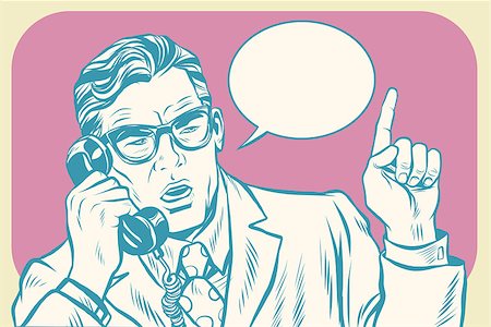 Boss talking on the phone. Old illustration. Pop art retro vector Stock Photo - Budget Royalty-Free & Subscription, Code: 400-08796360