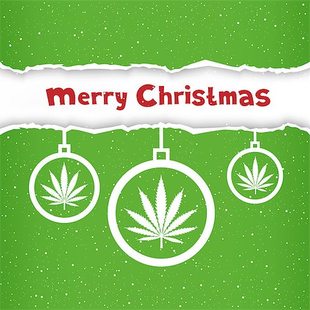 Cannabis hemp marijuana Christmas balls on light white and green torn paper snow background. Smoke hashish narcotic congratulation card Stock Photo - Budget Royalty-Free & Subscription, Code: 400-08796629