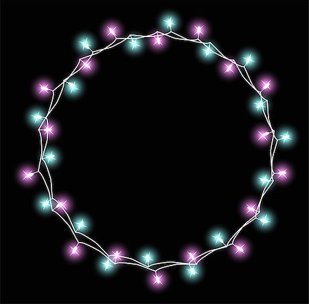 simsearch:400-08406041,k - Glowing garland with small lamps. Garlands Christmas decorations lights effects. Glowing lights Garlands Xmas Holiday greeting card design. Vector illustration, clipart Fotografie stock - Microstock e Abbonamento, Codice: 400-08796724