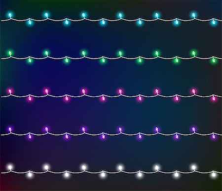 simsearch:400-08406041,k - Glowing garland with small lamps. Garlands Christmas decorations lights effects. Glowing lights. Vector illustration, clipart Fotografie stock - Microstock e Abbonamento, Codice: 400-08796723