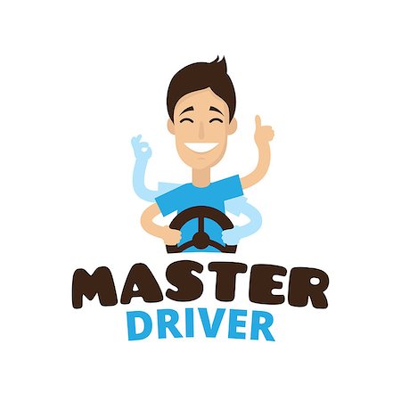 Vector cute cartoon style mascot driver school logo. Guru teen driver logo Stock Photo - Budget Royalty-Free & Subscription, Code: 400-08796810