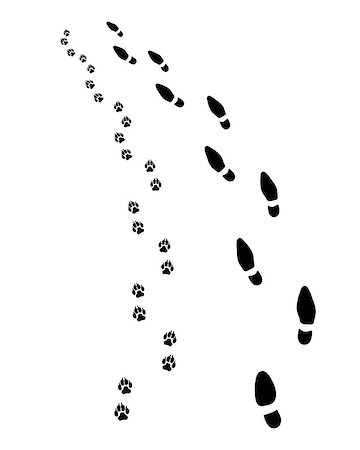 footprints on a path vector - Footprints of man and dog, turn left Stock Photo - Budget Royalty-Free & Subscription, Code: 400-08796855
