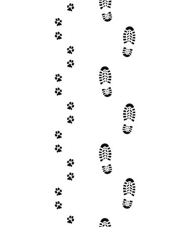 footprints on a path vector - Prints of shoes and paws of dog, seamless Stock Photo - Budget Royalty-Free & Subscription, Code: 400-08796853