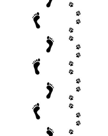 footprints on a path vector - Prints of human feet and dog paws,seamless wallpaper Stock Photo - Budget Royalty-Free & Subscription, Code: 400-08796860