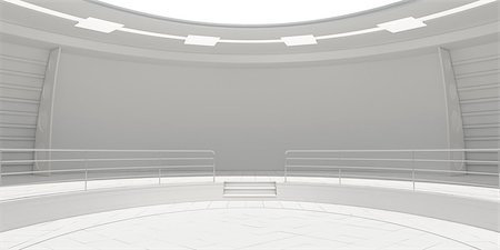 Empty white modern futuristic room. 3D rendering Stock Photo - Budget Royalty-Free & Subscription, Code: 400-08790118