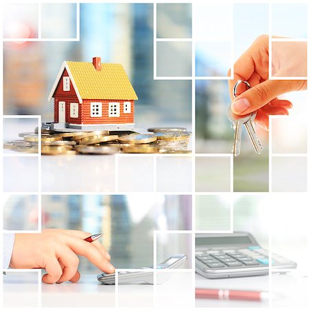 Real estate investment collage. Mortgage conceptual picture. Stock Photo - Budget Royalty-Free & Subscription, Code: 400-08790180
