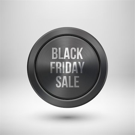 simsearch:400-05749892,k - Black friday sale badge, abstract technology circle perforated button with metal texture, chrome, silver, steel and realistic shadow for logo, design concepts, interfaces, apps. Vector illustration. Stock Photo - Budget Royalty-Free & Subscription, Code: 400-08790639