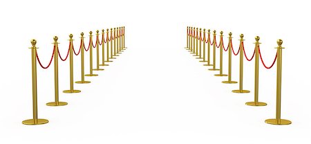 elegant dividers - Golden fence, stanchion with red barrier rope, isolated on white background. 3d rendering Stock Photo - Budget Royalty-Free & Subscription, Code: 400-08790718