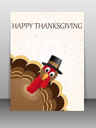 simsearch:400-07216215,k - Happy Thanksgiving celebration card with turkey. Vector illustration. Foto de stock - Royalty-Free Super Valor e Assinatura, Número: 400-08790881