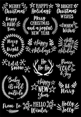 Christmas and New Year text overlays and graphic design elements for cards, vector set Stock Photo - Budget Royalty-Free & Subscription, Code: 400-08791331