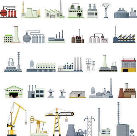 vector illustration of different kind of factorys Stock Photo - Budget Royalty-Free & Subscription, Code: 400-08791415