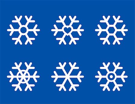 set of white snowflakes on blue background Stock Photo - Budget Royalty-Free & Subscription, Code: 400-08791428