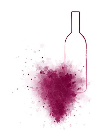 simsearch:400-08791429,k - linear wine bottle with art grape splash Stockbilder - Microstock & Abonnement, Bildnummer: 400-08791429
