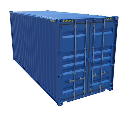 simsearch:400-04340394,k - 3d rendering of blue shipping container. Isolated on white Stock Photo - Budget Royalty-Free & Subscription, Code: 400-08791431