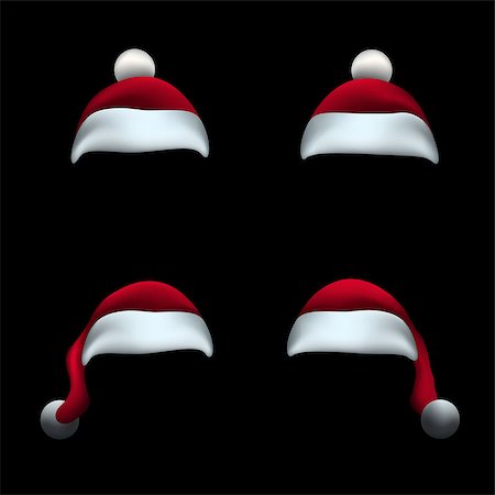 simsearch:400-07179884,k - Santa red hat template isolated on black background. Christmas holiday object Photographie de stock - Aubaine LD & Abonnement, Code: 400-08791479