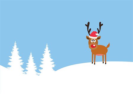 vector illustration of a funny red nose reindeer Christmas background Photographie de stock - Aubaine LD & Abonnement, Code: 400-08791577