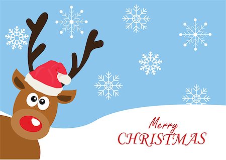 vector illustration of a funny red nose reindeer Christmas background Stock Photo - Budget Royalty-Free & Subscription, Code: 400-08791578