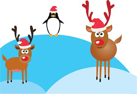 vector illustration of a funny red nose reindeer Christmas background Photographie de stock - Aubaine LD & Abonnement, Code: 400-08791580