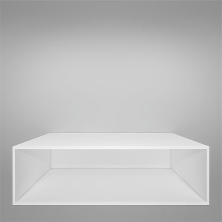 simsearch:400-08752677,k - Illuminated white shelf for presentations. Gray background. 3D illustration Stock Photo - Budget Royalty-Free & Subscription, Code: 400-08791827