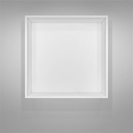 simsearch:400-08752677,k - Illuminated white shelf for presentations. Gray background. 3D illustration Stock Photo - Budget Royalty-Free & Subscription, Code: 400-08791820