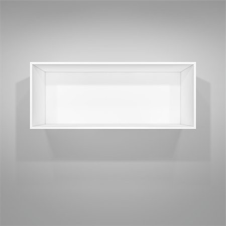 simsearch:400-08752677,k - Illuminated white shelf for presentations. Gray background. 3D illustration Stock Photo - Budget Royalty-Free & Subscription, Code: 400-08791823