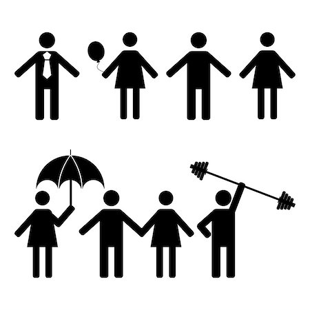 family stick figures - A set of stick figures, black womans and mens silhouettes on a white background in various poses and positions, the icons people, vector illustration. Stock Photo - Budget Royalty-Free & Subscription, Code: 400-08792697