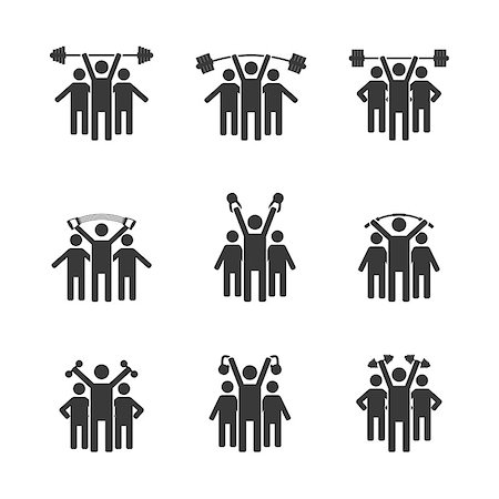pictograms trains - Set of black icons stick figures, silhouettes athletes with sports equipment, people icons, vector illustration. Stock Photo - Budget Royalty-Free & Subscription, Code: 400-08792713