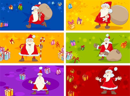 simsearch:400-08260733,k - Cartoon Illustration of Christmas Greeting Cards Set with Santa Claus Characters Photographie de stock - Aubaine LD & Abonnement, Code: 400-08792754