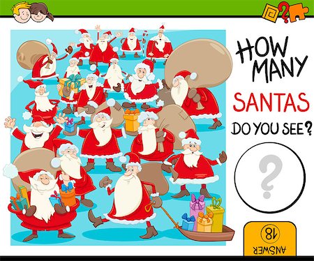 simsearch:400-09092454,k - Cartoon Illustration of Educational Counting Activity for Children with Santa Claus Characters Group Stockbilder - Microstock & Abonnement, Bildnummer: 400-08792759