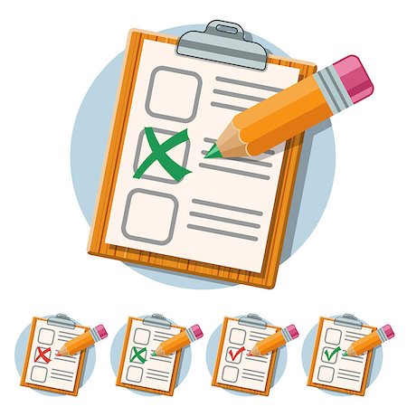 document list icons - Education Flat Icon Set for Flyer, Poster, Web Site Like Test, Pencil, Clipboard, Tick and cross tick. isolated vector illustration Stock Photo - Budget Royalty-Free & Subscription, Code: 400-08793204