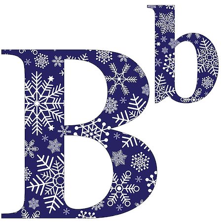 simsearch:400-08793078,k - Uppercase and lowercase letters of the English alphabet B with  winter pattern carved snowflakes, vector Stockbilder - Microstock & Abonnement, Bildnummer: 400-08793806