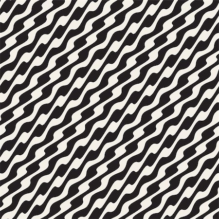 simsearch:400-04857839,k - Wavy Diagonal Lines. Abstract Geometric Background Design. Vector Seamless Black and White Pattern. Photographie de stock - Aubaine LD & Abonnement, Code: 400-08793855