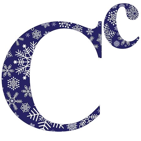 simsearch:400-08793224,k - Uppercase and lowercase letters of the English alphabet C with winter pattern carved snowflakes, vector Photographie de stock - Aubaine LD & Abonnement, Code: 400-08793923