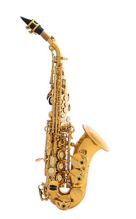 simsearch:400-06555098,k - Golden Saxophone. Classical Music Wind Instrument Isolated on White Background Stock Photo - Budget Royalty-Free & Subscription, Code: 400-08793960