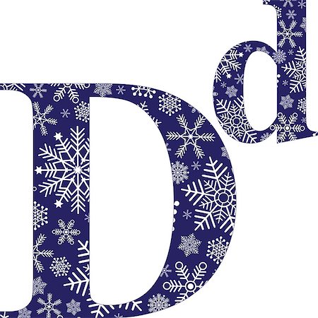 simsearch:400-08793224,k - Uppercase and lowercase letters of the English alphabet D with winter pattern carved snowflakes, vector Photographie de stock - Aubaine LD & Abonnement, Code: 400-08793961