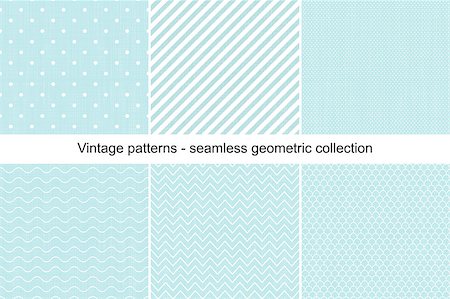 simsearch:400-08042225,k - Collection of seamless geometric patterns in vintage style. White patterns on brushed blue surface. Stock Photo - Budget Royalty-Free & Subscription, Code: 400-08806039