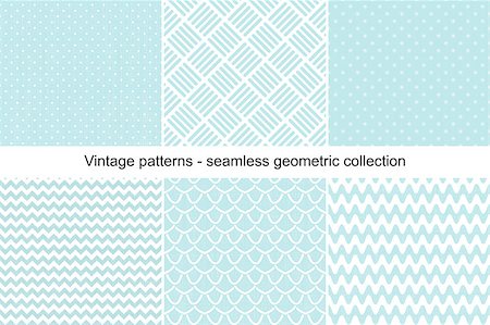 simsearch:400-08042225,k - Collection of seamless geometric patterns in vintage style. White patterns on brushed blue surface. Stock Photo - Budget Royalty-Free & Subscription, Code: 400-08806040