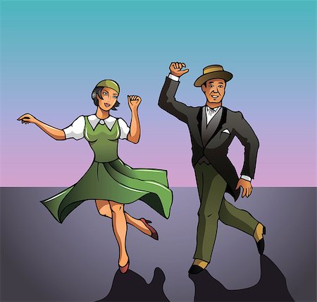 Man and woman dancing, the beginning of XX century, vector illustration Stock Photo - Budget Royalty-Free & Subscription, Code: 400-08806102