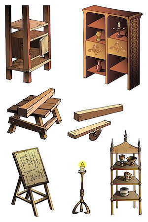 Furniture of different ages and styles, vector illustration Stock Photo - Budget Royalty-Free & Subscription, Code: 400-08806112