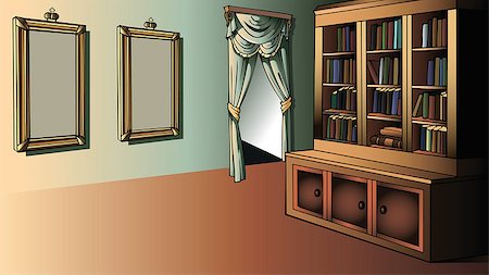 drape palace - Small library in the palace, vector illustration Stock Photo - Budget Royalty-Free & Subscription, Code: 400-08806120