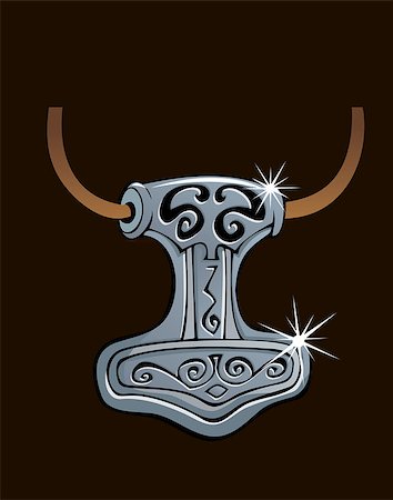 Amulet in the shape of hammer of Scandinavian god Thor, vector illustration Stock Photo - Budget Royalty-Free & Subscription, Code: 400-08806135