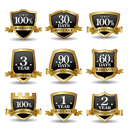 Vector set of 100 percent guarantee golden shield labels Stockbilder - Microstock & Abonnement, Bildnummer: 400-08806141