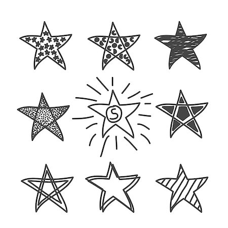 fashion clip art for brands - Collection of drawing stars.Doodle style. Vector illustration Stock Photo - Budget Royalty-Free & Subscription, Code: 400-08806178