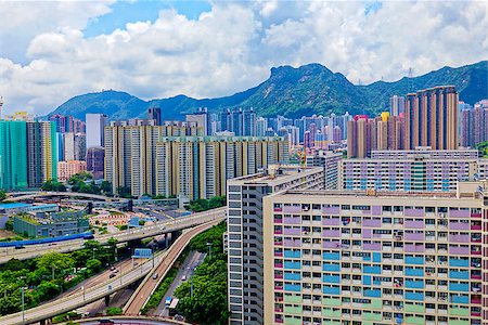 simsearch:400-08335634,k - hong kong public estate buildings with landmark lion rock Stock Photo - Budget Royalty-Free & Subscription, Code: 400-08806222