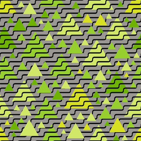 Vector Seamless Black Wavy Lines on Green Jumble Triangle Shape Pattern Background Foto de stock - Super Valor sin royalties y Suscripción, Código: 400-08806469