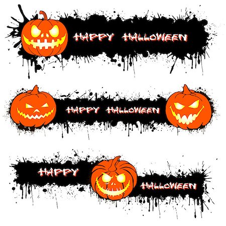 sinister smile - Set  pumpkin from Halloweenl with splashes of ink. Vector illustration Stock Photo - Budget Royalty-Free & Subscription, Code: 400-08806635