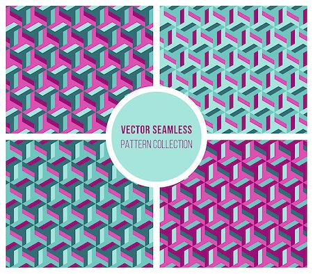 simsearch:400-08673224,k - Vector Seamless Geometric Pattern Collection in Blue And Pink Color Abstract Background Stock Photo - Budget Royalty-Free & Subscription, Code: 400-08806732